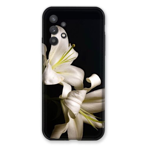 Coque Renforcée Pour Samsung Galaxy A32 5g Fleur Lys Noir