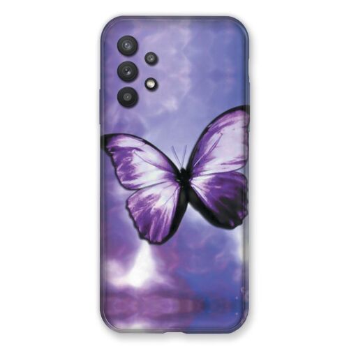 Coque Renforcée Pour Samsung Galaxy A32 5G Papillon Violet et Blanc