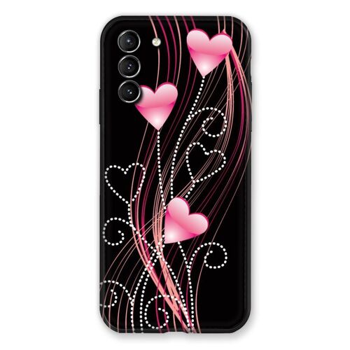 Coque Renforcée Pour Samsung Galaxy S21 Plus Coeur Rose Montant Sur Noir