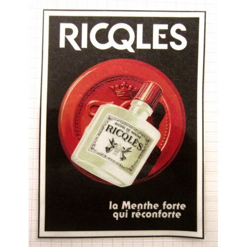 Mini Affiche Alcool De Menthe Ricqles Plastifiée