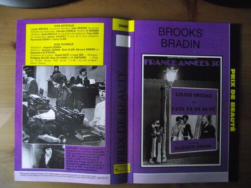 Tv Video Jaquette Du Film Prix De Beauté.Réalisation:Augusto Genina Avec Louise Brooks Jean Bradin Georges Charlia
