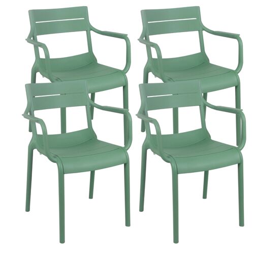 Lot De 4 Fauteuils De Terrasse En Plastique Vert Sauge