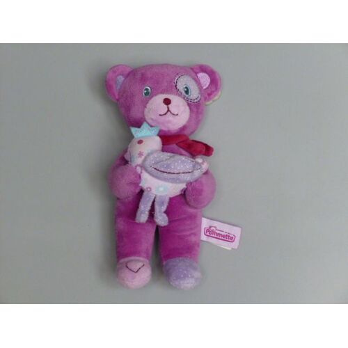 Doudou Peluche Ours Pommette Violet Parme Lavande Poule Dans Les Bras Lavande Pomette