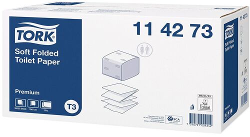 Tork Colis 30 Paquets Papier Toilette Premium Doux 2 Plis 252 Feuilles, Format 11 X 19 Cm Blanc 