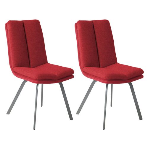 CALLAM - Lot de 2 Chaises Rouges avec Sur-Coussin