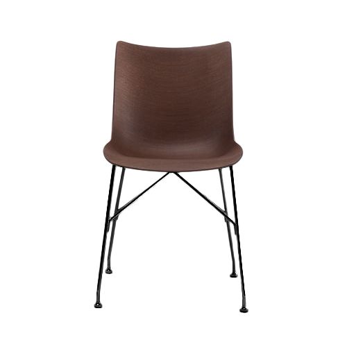 KARTELL chaise P/WOOD SMART WOOD (Foncé, base noire - bois palqué et acier)