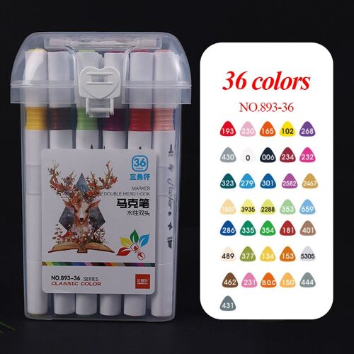 Stylo Marqueur À Double Extrémité, 12/24/36/48 Couleurs, À Base D'eau, Pour Peinture, Design Professionnel, Fournitures Pour Étudiants