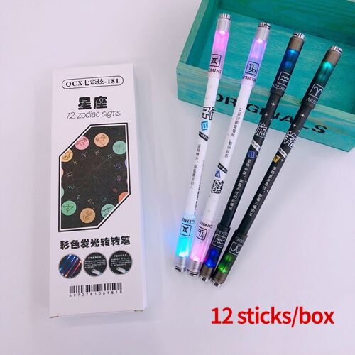 Stylo Rotatif Lumineux Constellation, 12 Pièces, Gel Rotatif Créatif, 0.5mm, Outil D'écriture, Fournitures Scolaires Pour Élèves