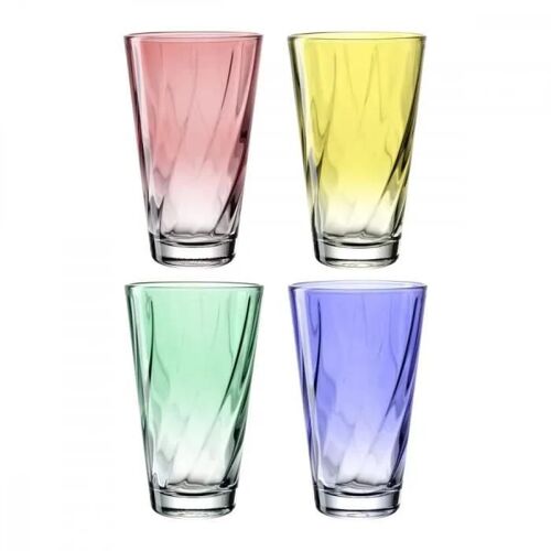 Verres Colorés - Leonardo - Lot De 4 - 300ml - Multicolore - Verre - Idéal Pour Les Fêtes