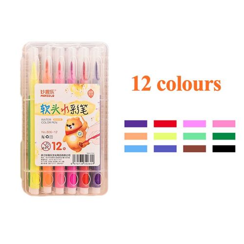 Mokeelo-Stylo/Brosse/Marqueur À Tête Souple Pour Aquarelle, 12/18/24/36 Couleurs, Ligne De Crochet Pour Dessin, Lavable, Brosse Aquarelle Peinte À La Main 806