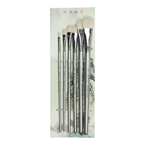 Mikailan-Ensemble De Pinceaux En Laine, Stylo, Brosse De Peinture À L'huile Avec Poignée En Bois, Pour Aquarelle Et Gouache, Fournitures D'art, 6 Pièces