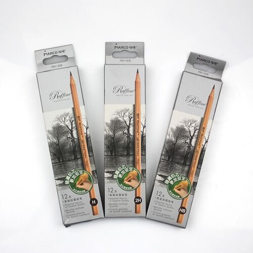 Marco 7001-12cb 12 Pièces/Boîte Crayons Non Toxiques, Jeu De Crayons Pour Dessin Et Croquis D'artiste, Pour Fournitures Artistiques Scolaires Et De Bureau