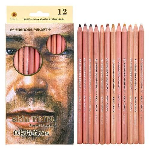 Crayons À Poudre Doux Pastel, 12 Couleurs, Nuances De Peau, Pour Portrait, Paysage, Nature Morte, Personnage, Détails De La Figure