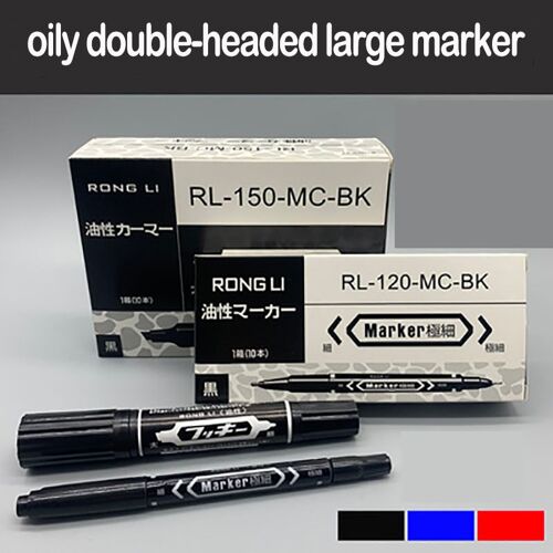 Stylo Marqueur À Double Tête À Crochet, Stylo De Ligne À Huile Étanche, Petite Et Grande Tête Fine/Épaisse, Marqueurs Fournitures Scolaires Et De Bureau