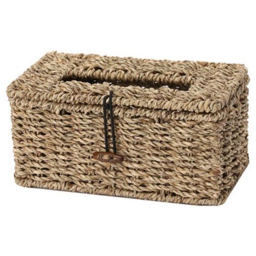 Boîte À Mouchoirs En Jonc De Mer Marron Naturel Rustique Tissé À La Main, Boîte De Rangement Rectangulaire, Boîte De Rangement Pour Articles Divers 9109-May14A27614