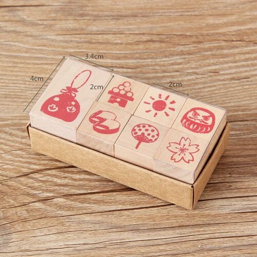Ensemble De Timbres De Style Japonais, En Bois Et Caoutchouc, Signet Pour Enfants, Bricolage, Scrapbooking, Planificateur, Fabrication De Cartes