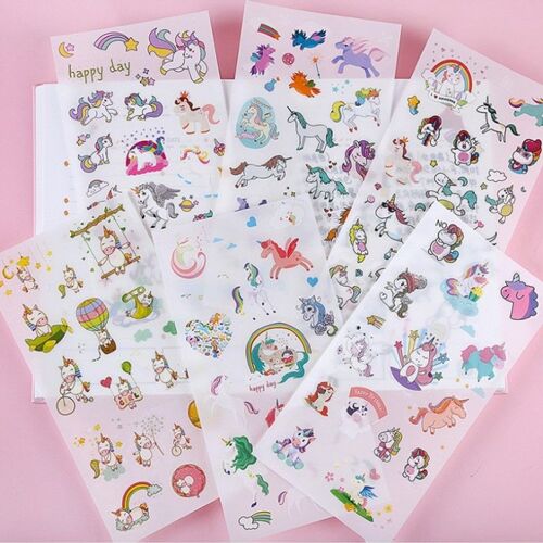 Autocollants Licorne Arc-En-Ciel, ?Tiquette Scrapbooking, Papeterie Décorative, Pour Album Journal Intime, Diy Bricolage, 6 Feuilles/Paquet