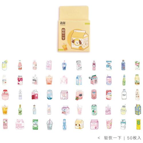 Autocollant Plante Verte Lait Mignon, Papier Adh?Sif Kawaii Pour Scrapbooking, Sceau Décoratif Pour Journal Intime, Papeterie De No?L, 50 Pi?Ces