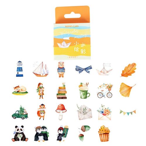Autocollant Adh?Sif Peinture Aquarelle, ?Tiquette Autocollante De Scellage, Scrapbooking, Décoration Pour Journal Intime, Bricolage, Papeterie De Bureau, 1 Bo?Te