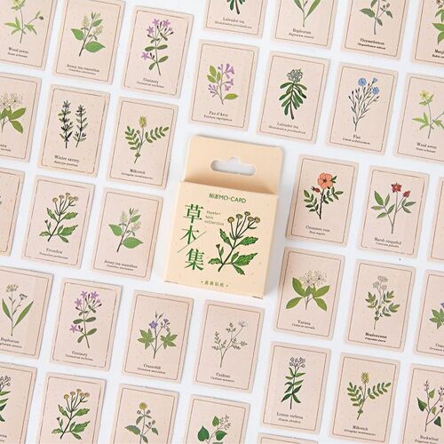 Autocollant Totem Botanique Vert Frais, ?Tiquette Décorative Kawaii, Papeterie Simple, Scrapbooking, Pour Planificateur, Pour Journal, Diy Bricolage, 46 Pi?Ces/Bo?Te
