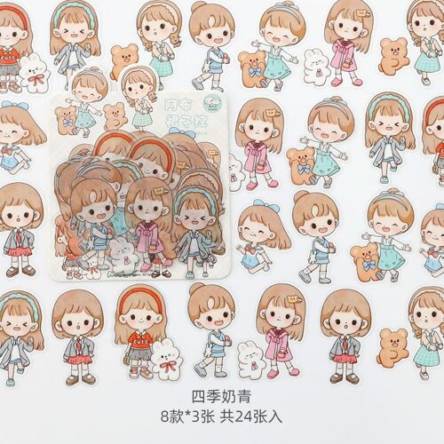 Autocollants Kawaii Pour Scrapbooking, ?Tiquette Scrapbooking, Décoratif, Pour Planificateur De Contr?Le De Jupe Abu, Diy Bricolage, 24 Pi?Ces/Lot, Papeterie