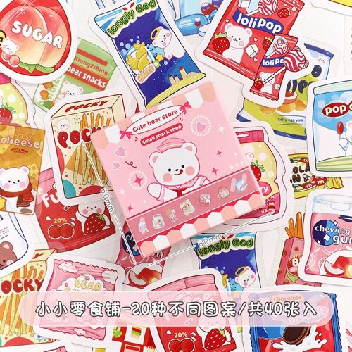 Autocollants De Papeterie Kawaii, Étiquette Artisanale De La Série Du Magasin Ours Mignon Pour Agenda, 40 Pièces/Lot
