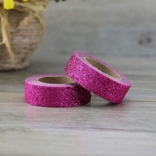 Ruban Adhésif Washi À Paillettes Violettes (1.5cm X 5m), 1x Ruban Décoratif Scintillant Pour Emballage Cadeau De Noël, Masquage, Bricolage