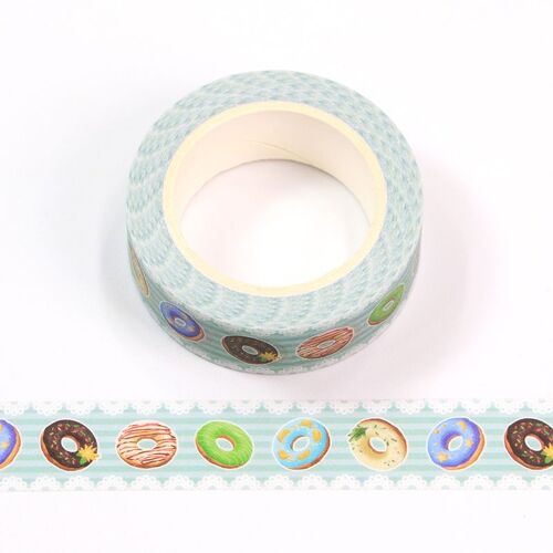 Bande Adhésive Décorative Washi, 15mm X 10m, 1 Pièce, Bande De Masquage Pour Scrapbooking, Donuts Colorés, Joyeux Jour De Pâques, Papeterie Fournitures De Bureau