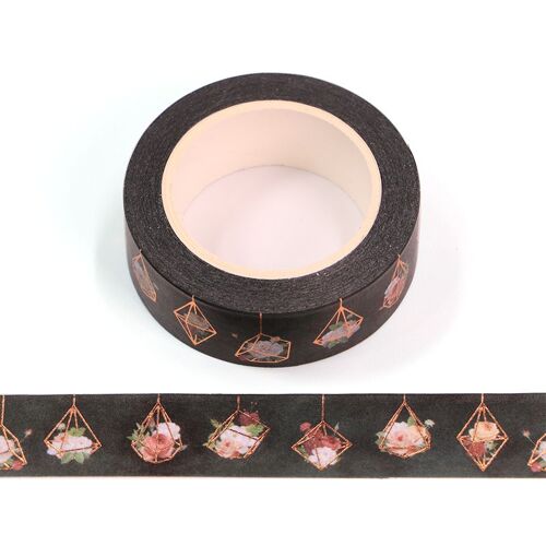 Feuille De Diamant Avec Fleurs Rouges, Ruban Washi Décoratif, Ruban De Masquage Pour Scrapbooking, Fournitures Scolaires Et De Bureau, 15mm X 10m, 1 Pièce