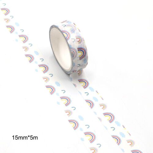 Ruban Adhésif Arc-En-Ciel Washi Créatif, 1 Pièce, Papier Adhésif Décoratif Pour Scrapbooking, Fournitures Scolaires Et De Bureau, Diy Bricolage, 5m