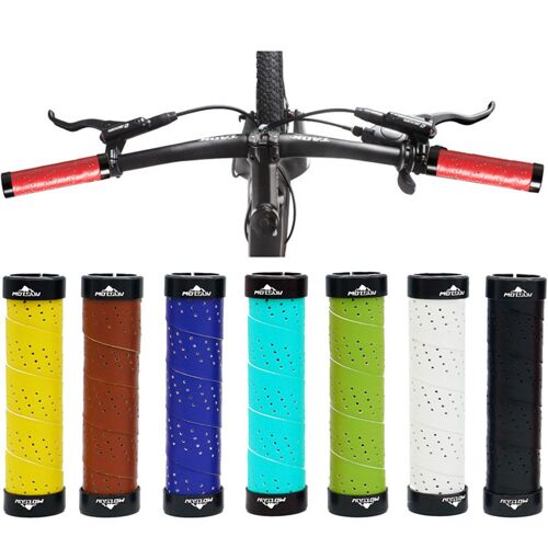 Poignées De Guidon De Vélo En Cuir Pu, Antidérapantes, Perforées Et Respirantes, Accessoires De Cyclisme