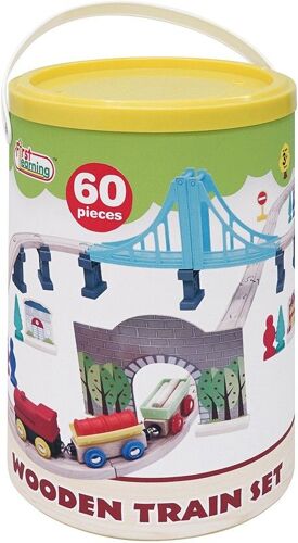 Baril Train Bois 60 Pcs