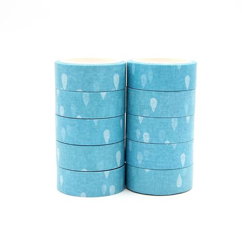 Papier Décoratif Avec Gouttes D'eau Bleues, 10 Pièces/Lot, 15mm X 5m, Ruban De Masquage Pour Scrapbooking, Fournitures Scolaires Et De Bureau