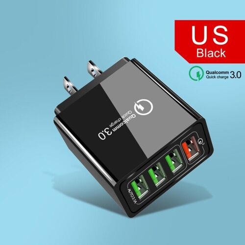 Chargeur Usb À 4 Ports Pour Téléphone Portable, Charge Rapide, Affichage Led, Pour Samsung A50 A30 Iphone 7 8 Huawei P20, Qc 3.0 5v 3a