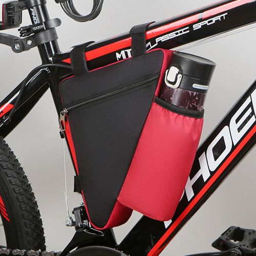 Sacs De Rangement Triangulaire Avec Poche Pour Bouteille D'eau, Sac De Cyclisme, Pochette De Cadre Avant De V?lo De Montagne, Sacs De Rangement Avec Poche Pour Bouteille D'eau