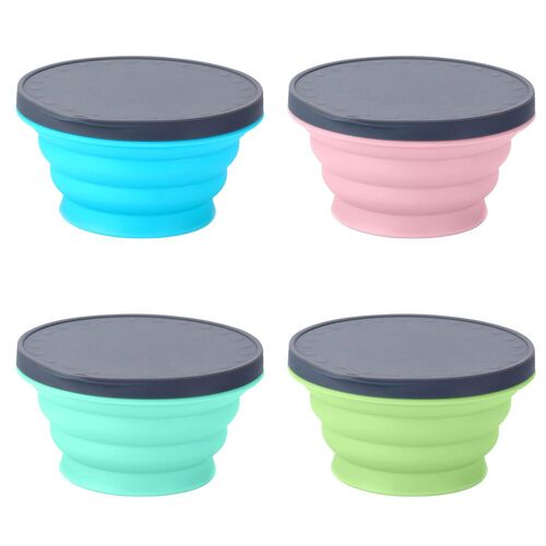 Bol Portable En Silicone De 720ml, Boîte À Déjeuner Avec Couvercle Pour Voyage Camping Pique-Nique En Plein Air Bol À Salade De Fruits Pliant