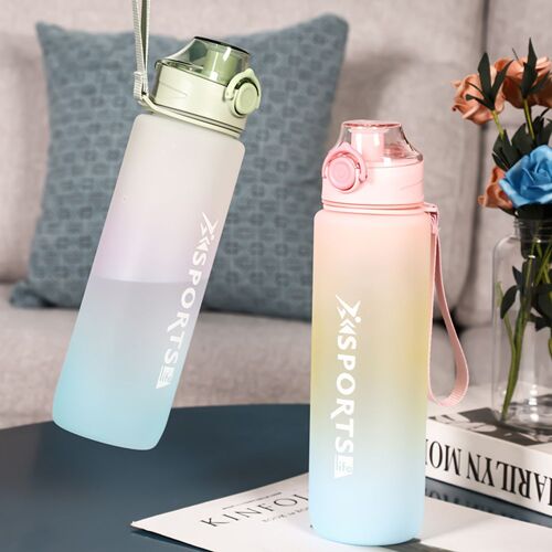 Bouteille D'eau En Plastique, 1l, Avec Poignée, Anti-Chute, Givrée, Avec Bouton De Verrouillage, Pour Sports De Plein Air, Vélo De Fitness