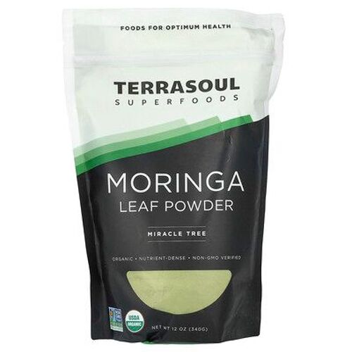 Terrasoul Superfoods, Poudre De Feuille De Moringa, Miracle Tree, 340 G 