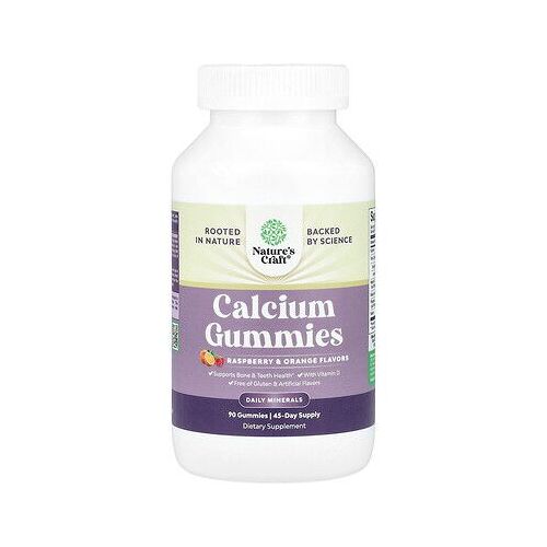 Nature's Craft, Gommes au calcium, Framboise et orange, 90 gommes