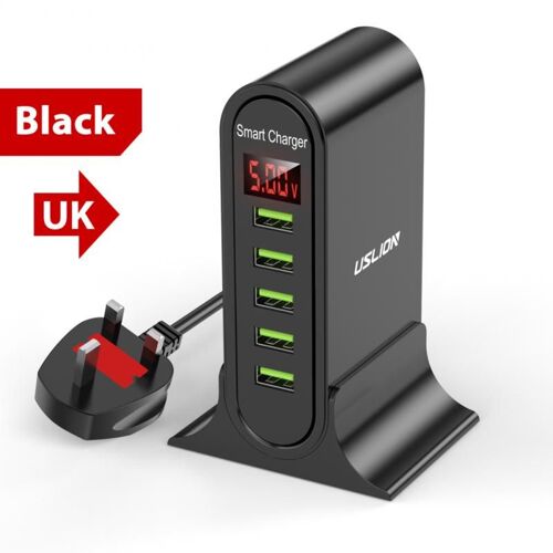 Chargeur Usb À 5 Ports Pour Téléphone Portable, Affichage Numérique Led Intelligent De Voyage, Charge Rapide Avec Support Pd, Affichage Numérique Led