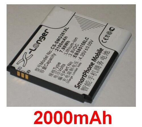 Batterie Pour Samsung Galaxy Win Pro, Sm-G3812, Sm-G3818, Sm-G3819, Sm-G3819d, P/N: Eb585158lc **2100mah**