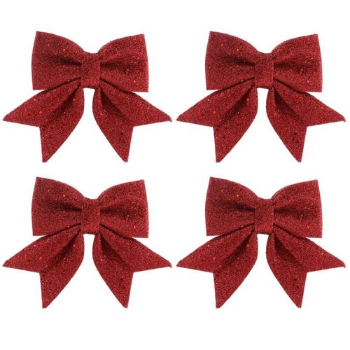 N¿uds de noël imprimés, 4 pièces, en or, anti-poussière, ornements pour arbre de noël, ruban à paillettes, décorations pour arbre de noël