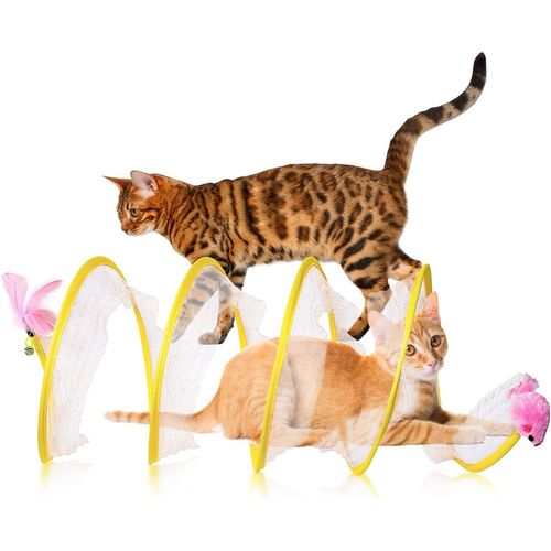 Tunnel Pour Chat Pliable Extérieur Tunnel Lapin En Forme De S Avec Plumes Tubes De Pet Chien Tunnels Jouet Labyrinthe Interactif(Souris)