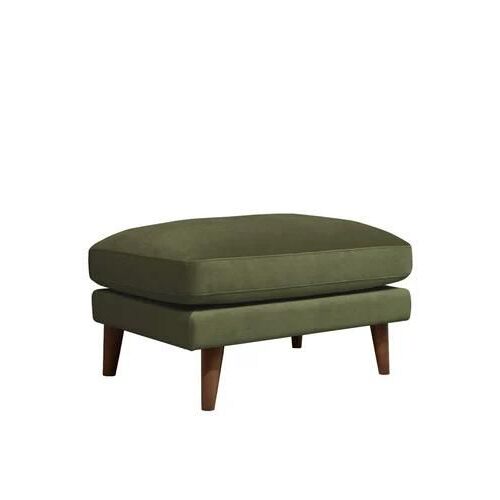 Drawer - Villabon - Pouf En Velours Pieds Bois Foncé - Vert