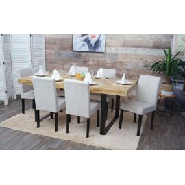 Lot de 6 chaises de salle à manger Chaise de cuisine Littau   textile, crème-beige, pieds foncés