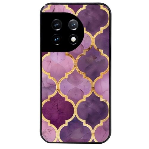 Coque Noire Pour Oneplus 11 Mosaique Violette