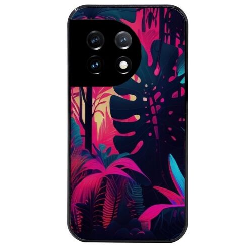 Coque Noire Pour Oneplus 11 Tropical Et Fleur