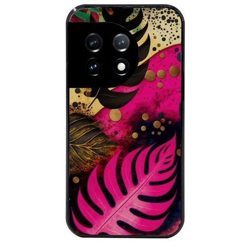 Coque Noire Pour Oneplus 11 Tropical Rose Fleur