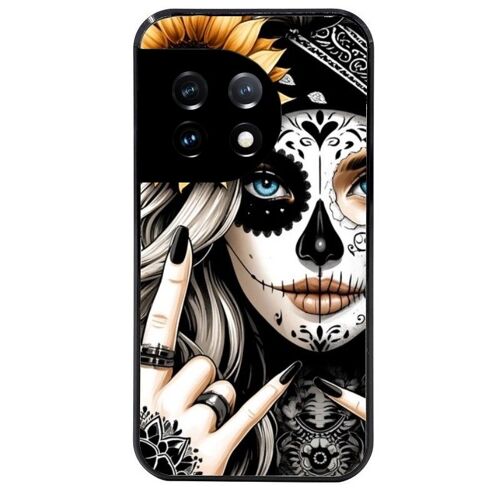 Coque Noire Pour Oneplus 11 Tete De Mort Tatoo