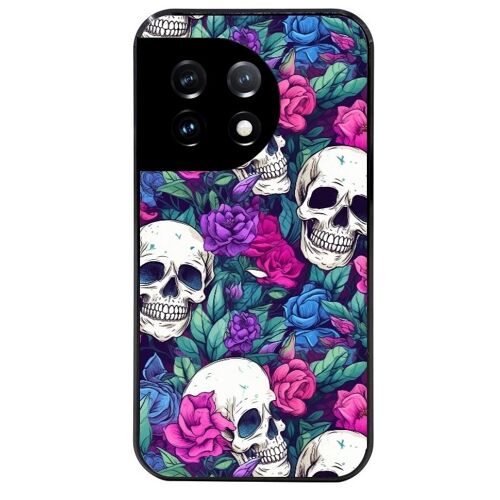 Coque Noire Pour Oneplus 11 Tete De Mort Violet